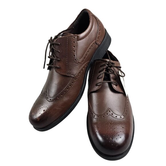 New Thom McAn Bismarck Brown Cognac Oxford Dress Shoe Size 12